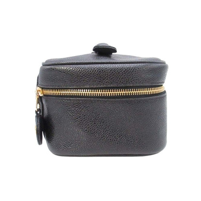 Chanel Vintage Caviar Leather Vanity CC Logo Stitch Side Pouch