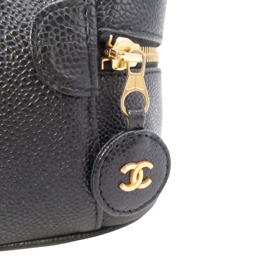 Chanel Vintage Caviar Leather Vanity CC Logo Stitch Side Pouch