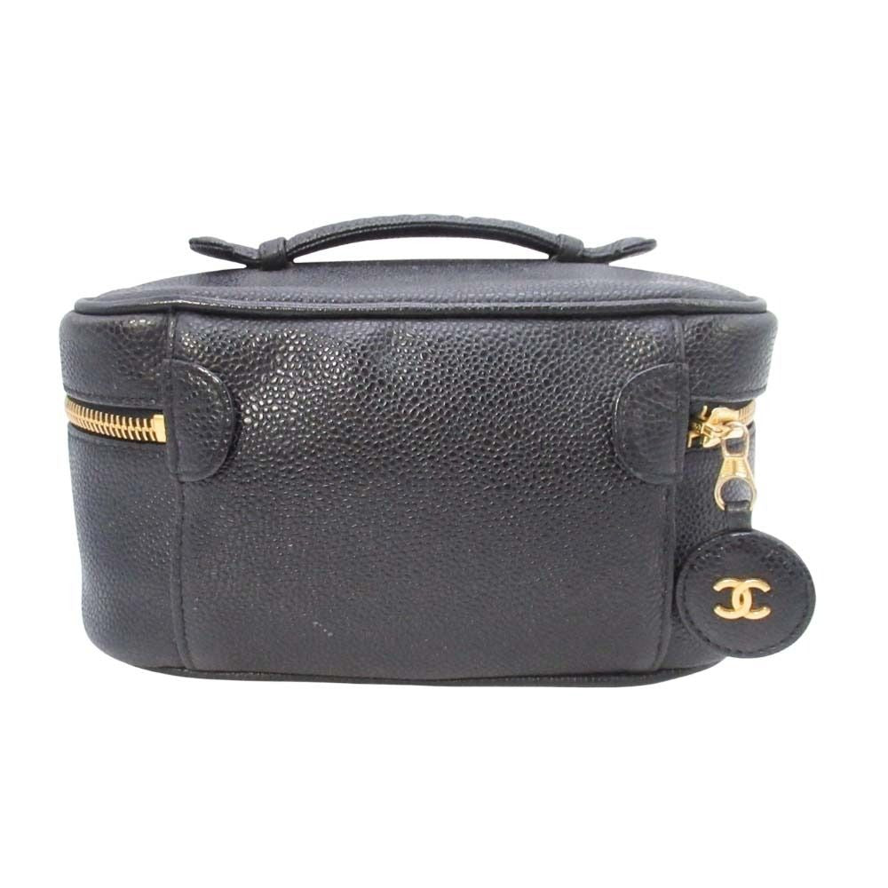 Chanel Vintage Caviar Leather Vanity CC Logo Stitch Side Pouch