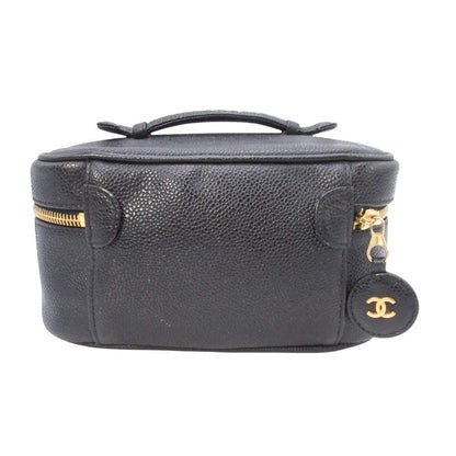 Chanel Vintage Caviar Leather Vanity CC Logo Stitch Side Pouch