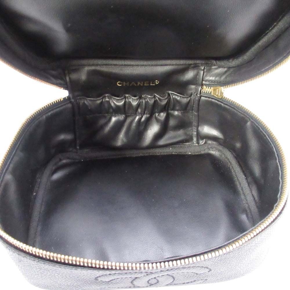 Chanel Vintage Caviar Leather Vanity CC Logo Stitch Side Pouch