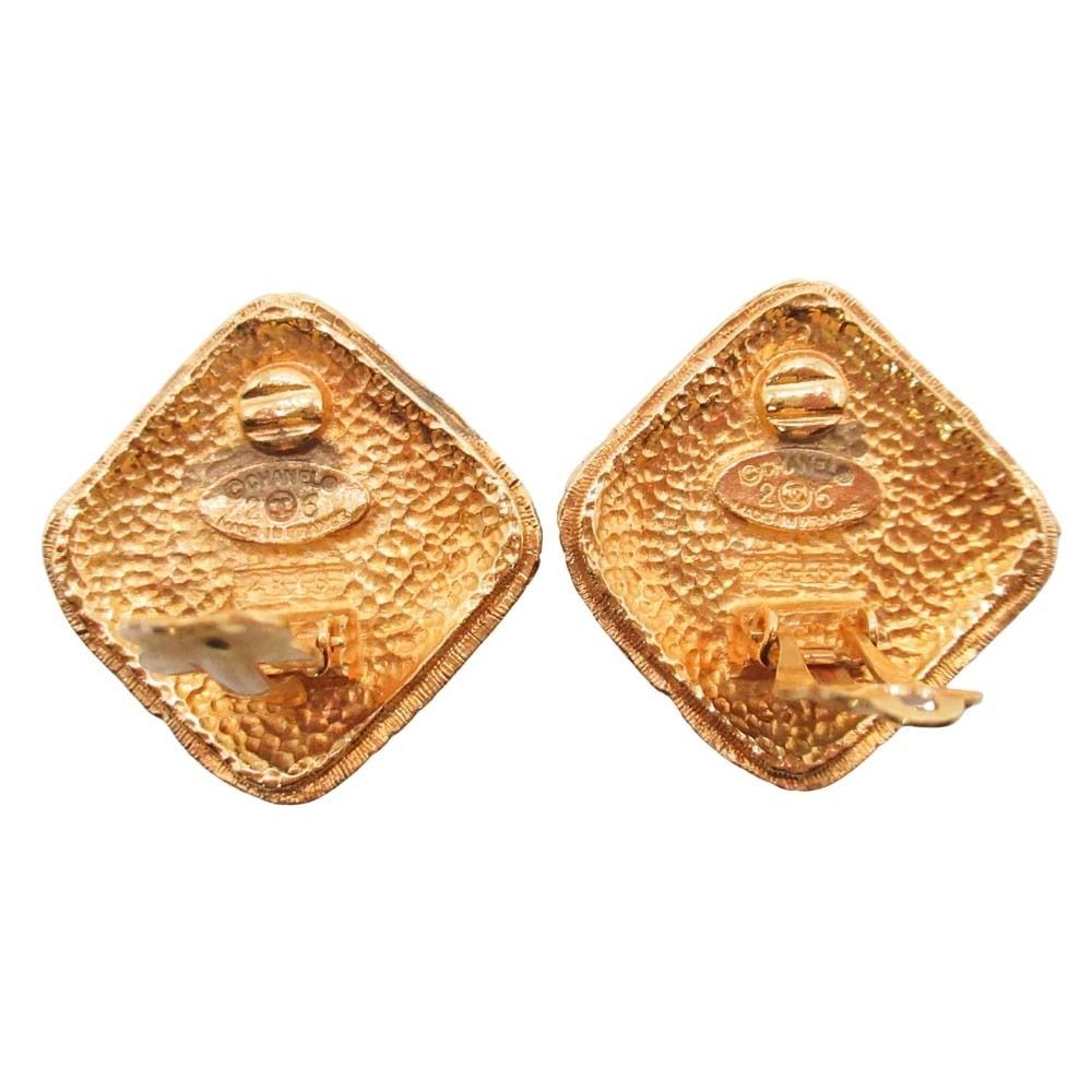 Chanel Vintage Gripoix Earrings Costume Gold Green