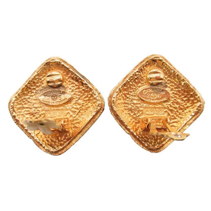Chanel Vintage Gripoix Earrings Costume Gold Green