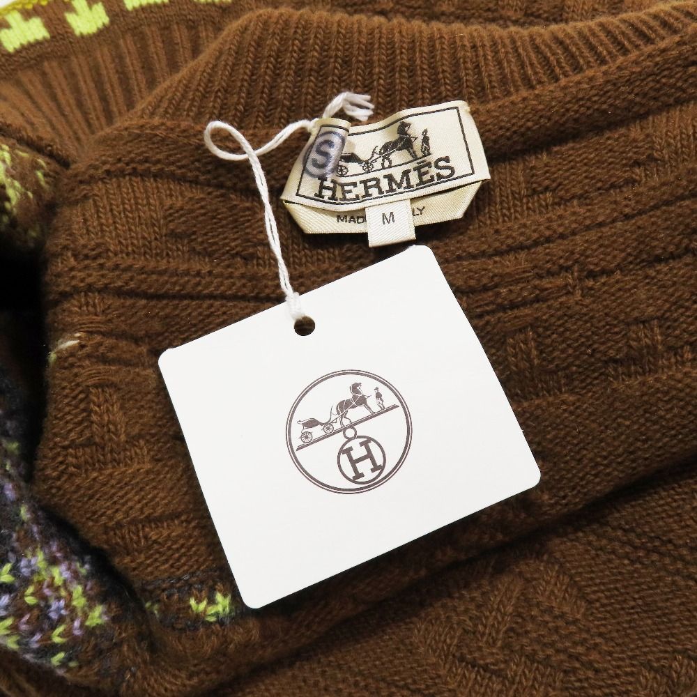 Hermes Couleur en Cours Wool Cashmere Sweater Knit Turtleneck Top Pullover M