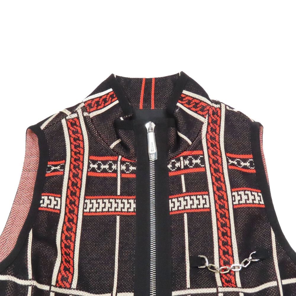 Hermes Tartan Et Chaines Milano Front Zip Sleeveless Dress Aline Long Gilet
