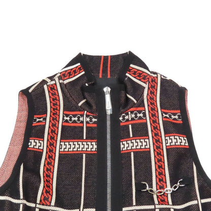 Hermes Tartan Et Chaines Milano Front Zip Sleeveless Dress Aline Long Gilet