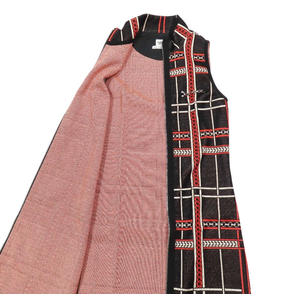 Hermes Tartan Et Chaines Milano Front Zip Sleeveless Dress Aline Long Gilet