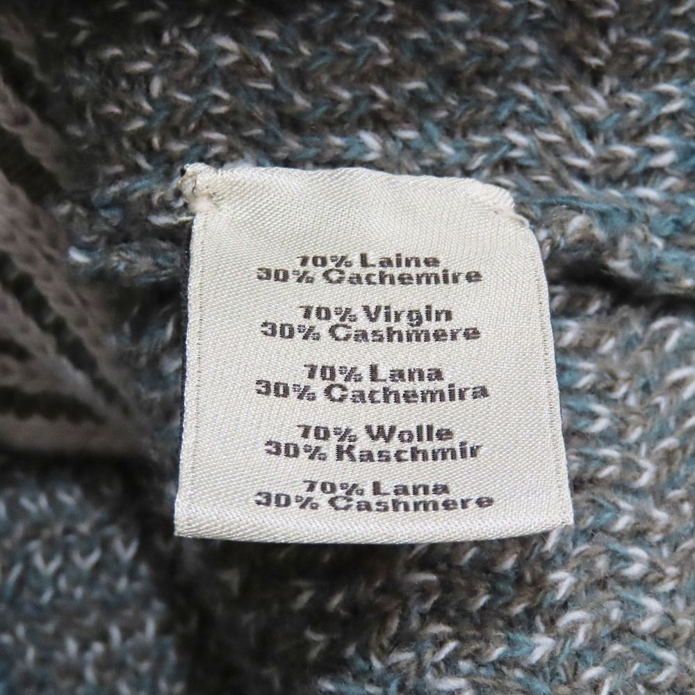 Hermes Wool Cashmere Sweater Knit Long Sleeve Crew Neck Top Striped All Over