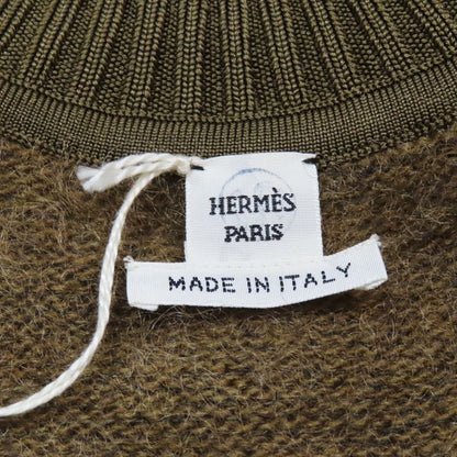 Hermes Shaggy Knit Sweater High Neck Long Sleeve Wool Silk Mohair Blend 38 Brown