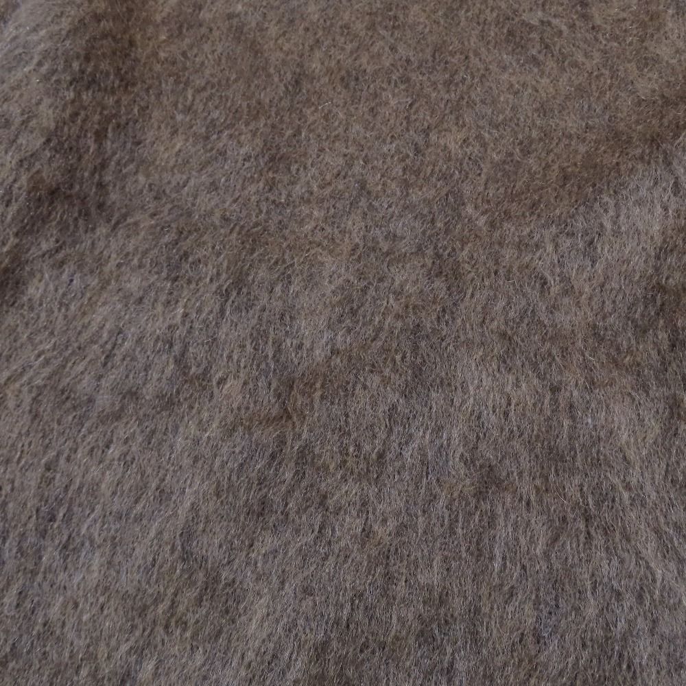 Hermes Shaggy Knit Sweater High Neck Long Sleeve Wool Silk Mohair Blend 38 Brown
