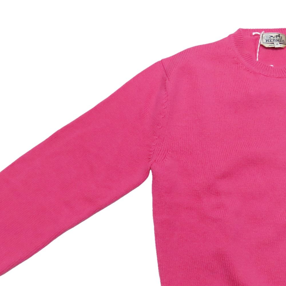 Hermes Herbier Cashmere Sweater Knit Long Sleeve Crew Neck Top XS Pink