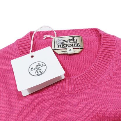Hermes Herbier Cashmere Sweater Knit Long Sleeve Crew Neck Top XS Pink