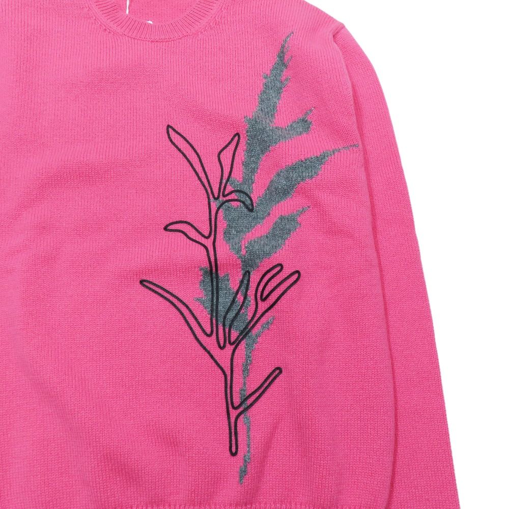 Hermes Herbier Cashmere Sweater Knit Long Sleeve Crew Neck Top XS Pink