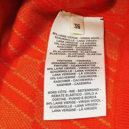Hermes Virgin Wool Sweater Knit Cashmere Blend Long Sleeve Crew Neck 36 Orange