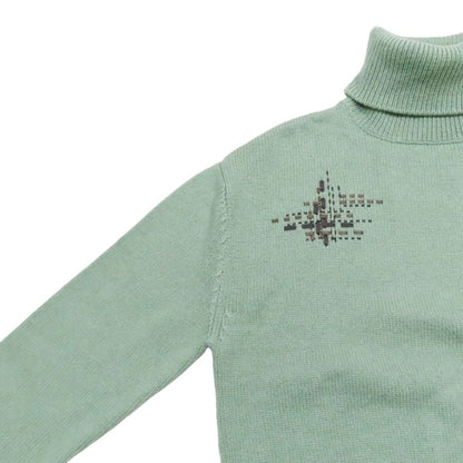Hermes Cashmere Turtleneck Sweater Knit Long Sleeve Lambskin Braided Stitch Top