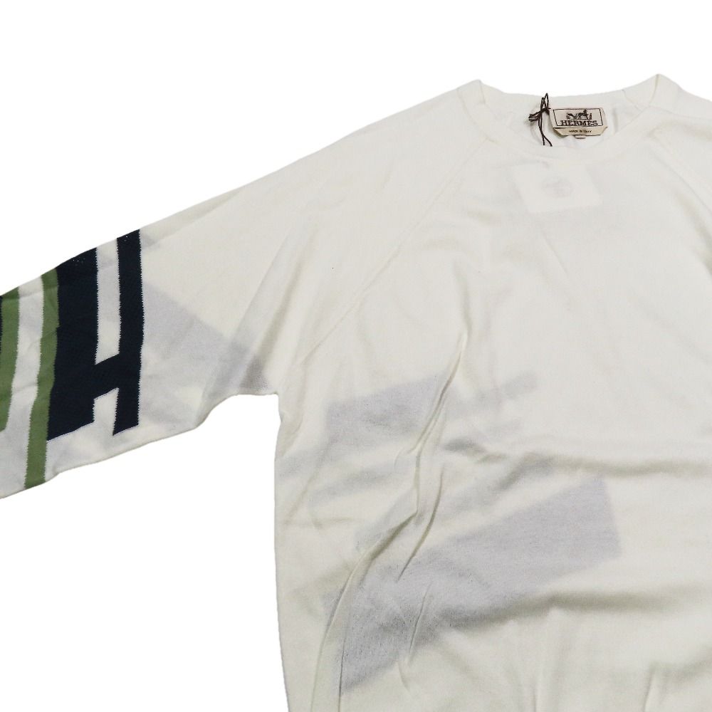 Hermes Cotton Knit Sweater Line Long Sleeve Cashmere Blend Crew Neck High Gauge