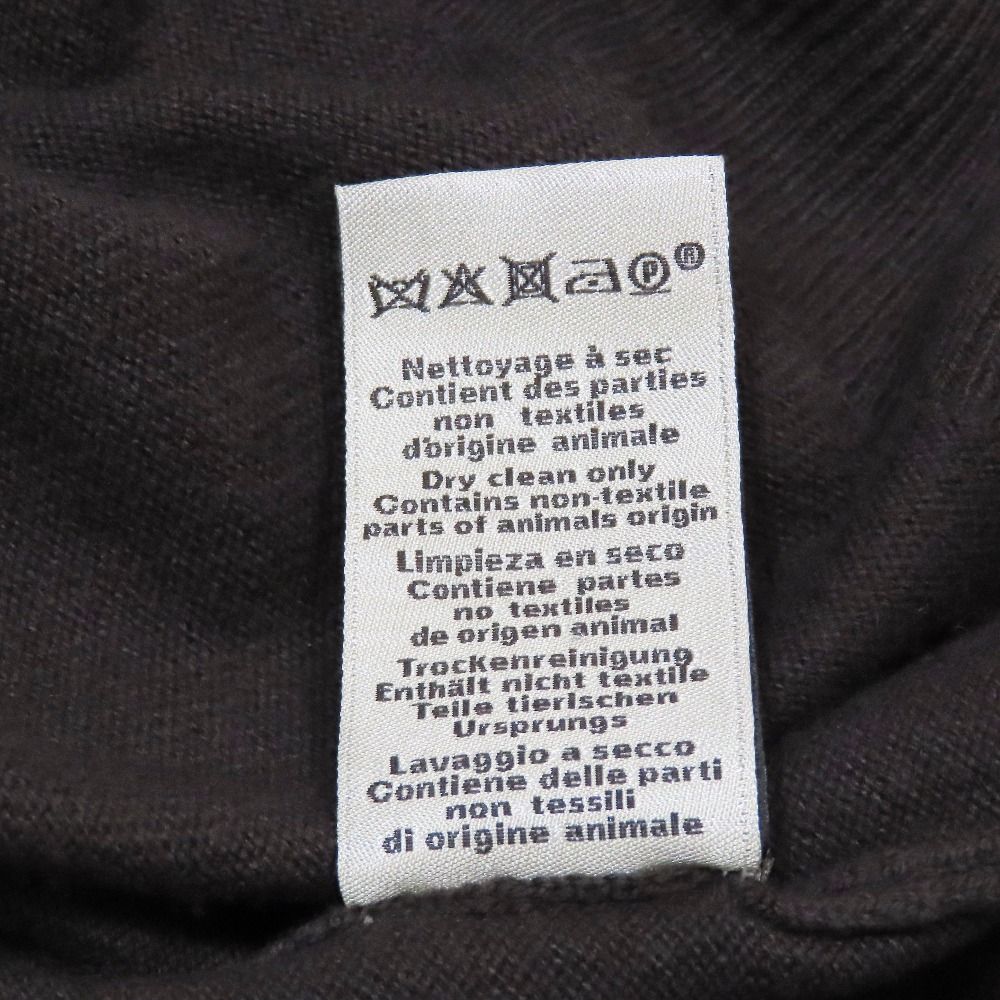 Hermes Wool Knit Sweater Long Sleeve Lambskin Braided Stitch Top M Dark Brown