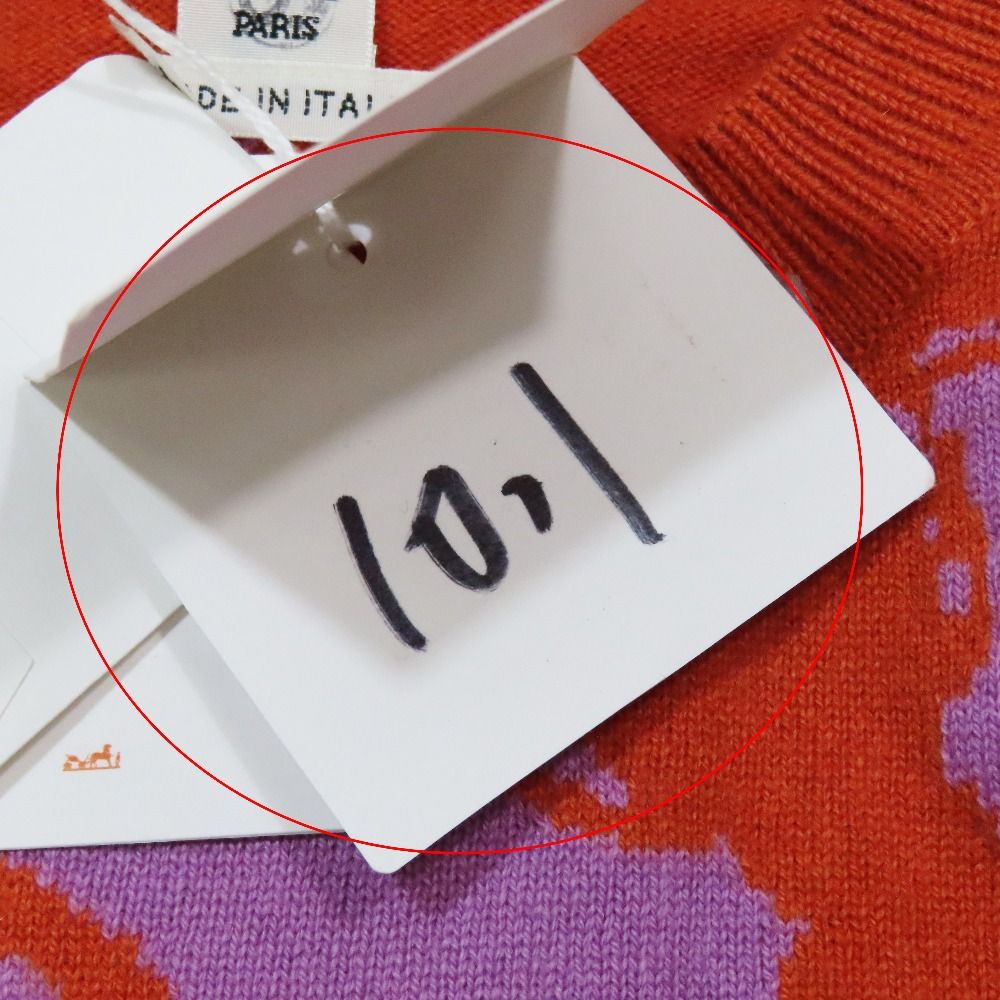 Hermes Cliquetis Cashmere Long Sleeve Crew Neck Top 36 Orange Purple