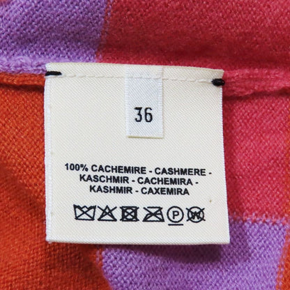 Hermes Cliquetis Cashmere Long Sleeve Crew Neck Top 36 Orange Purple