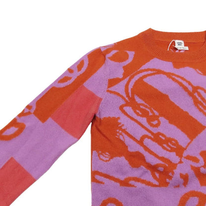 Hermes Cliquetis Cashmere Long Sleeve Crew Neck Top 36 Orange Purple