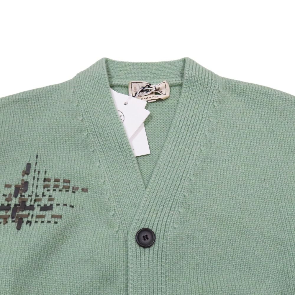 Hermes Cardigan Knit Sweater Long Sleeve Neck Lambskin Leather Braided Stitch