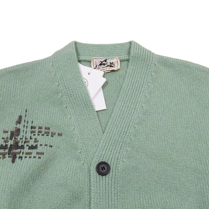 Hermes Cardigan Knit Sweater Long Sleeve Neck Lambskin Leather Braided Stitch
