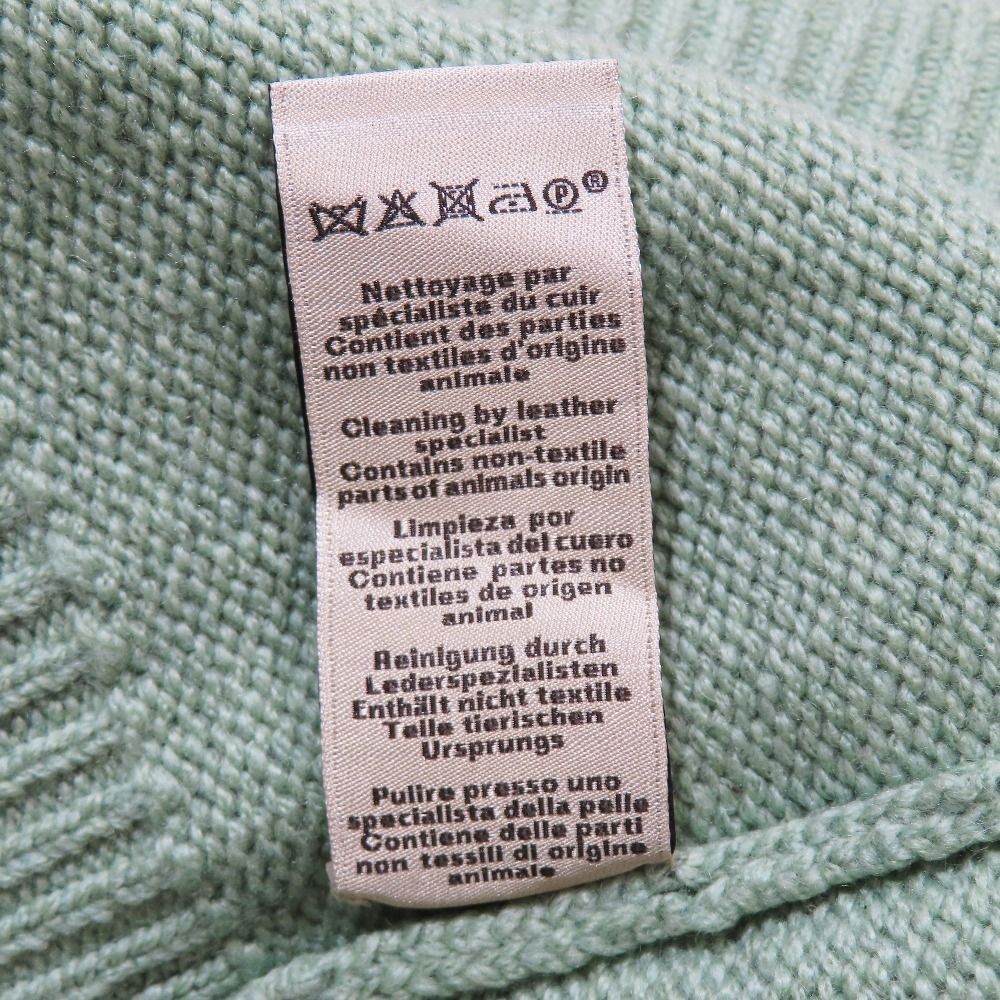Hermes Cardigan Knit Sweater Long Sleeve Neck Lambskin Leather Braided Stitch