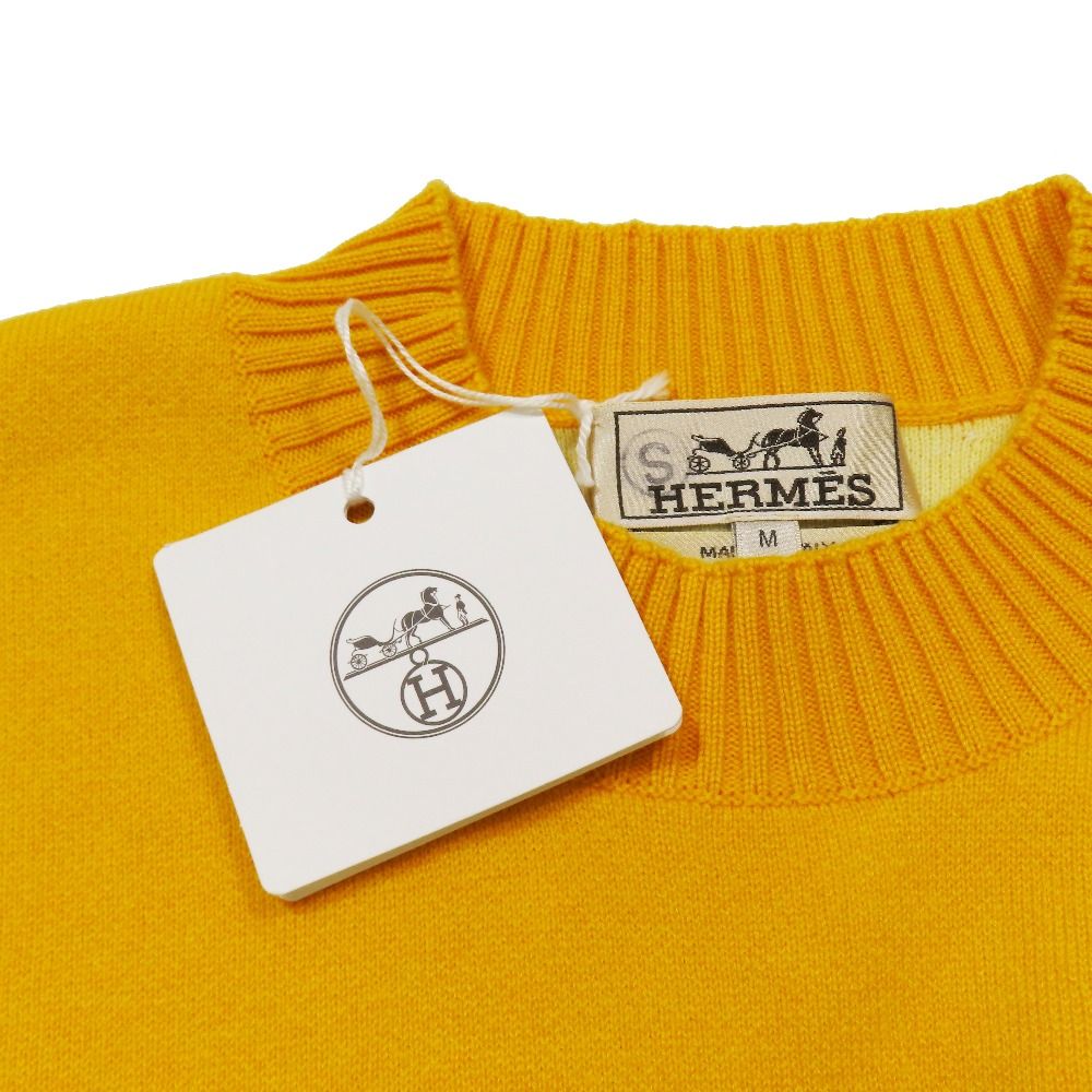 Hermes Sunset Cashmere Knit Sweater Long Sleeve Crew Neck Top M Orange