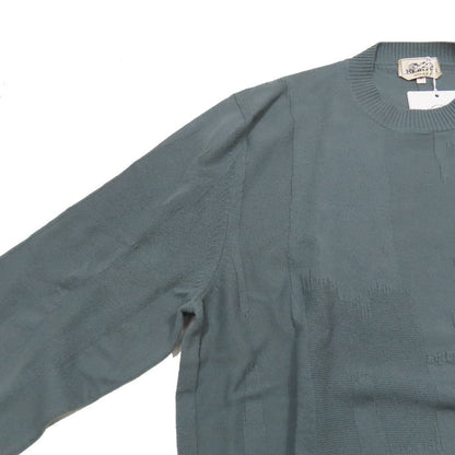 Hermes Wool Jacquard Knit Sweater Long Sleeve Crew Neck High Gee Top M Dark