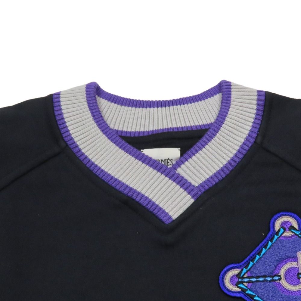 Hermes Figure Artistic Sweatshirt Trainers V-neck Patch Embroidery 36 Black