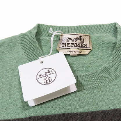 Hermes Velky Lov Cashmere Knit Sweater Long Sleeve Crew Neck Top S Green