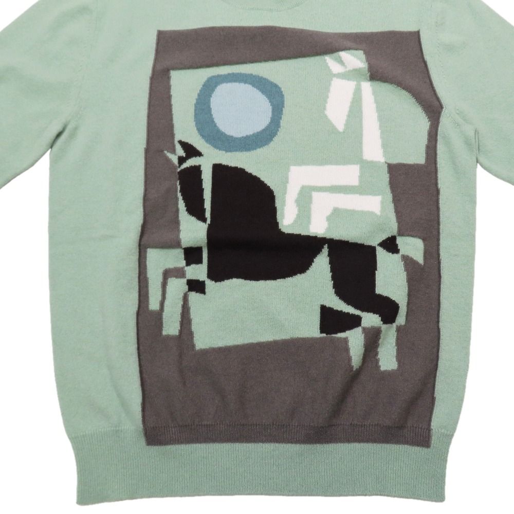 Hermes Velky Lov Cashmere Knit Sweater Long Sleeve Crew Neck Top S Green