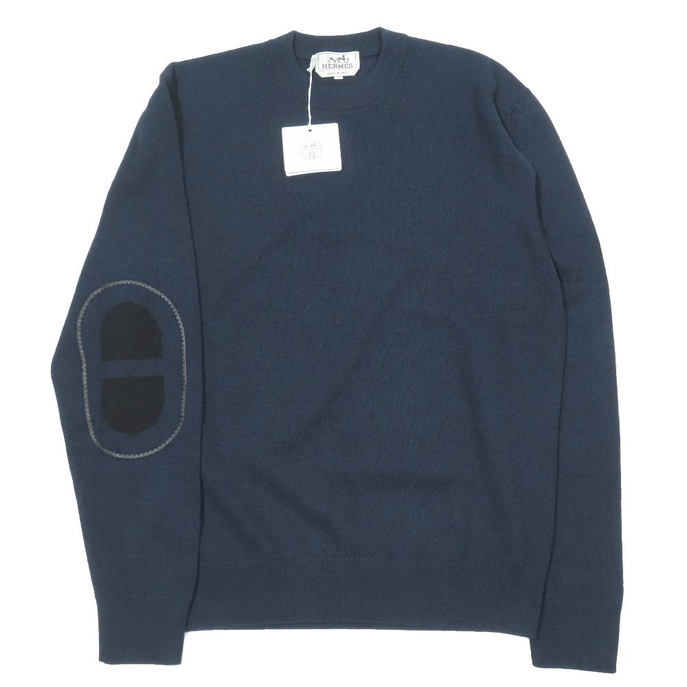 Hermes Cashmere 100% Elbow Patch Maillon Chaine D'ancre Knit Sweater Long