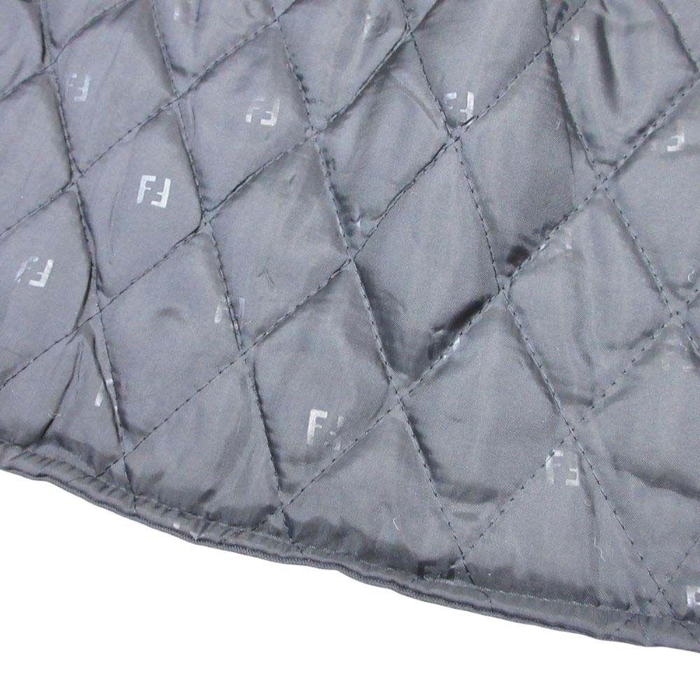 Fendi Vintage Zucca Pattern Coat Jacket Outer Fur Ittierre Black Beige