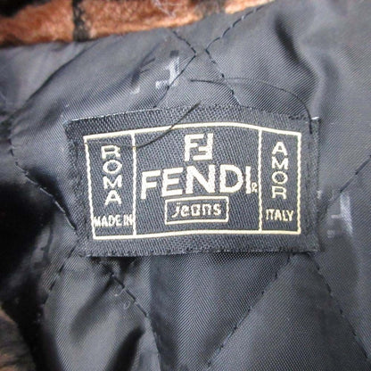 Fendi Vintage Zucca Pattern Coat Jacket Outer Fur Ittierre Black Beige