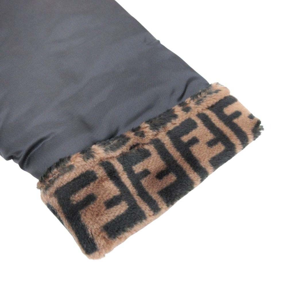 Fendi Vintage Zucca Pattern Coat Jacket Outer Fur Ittierre Black Beige