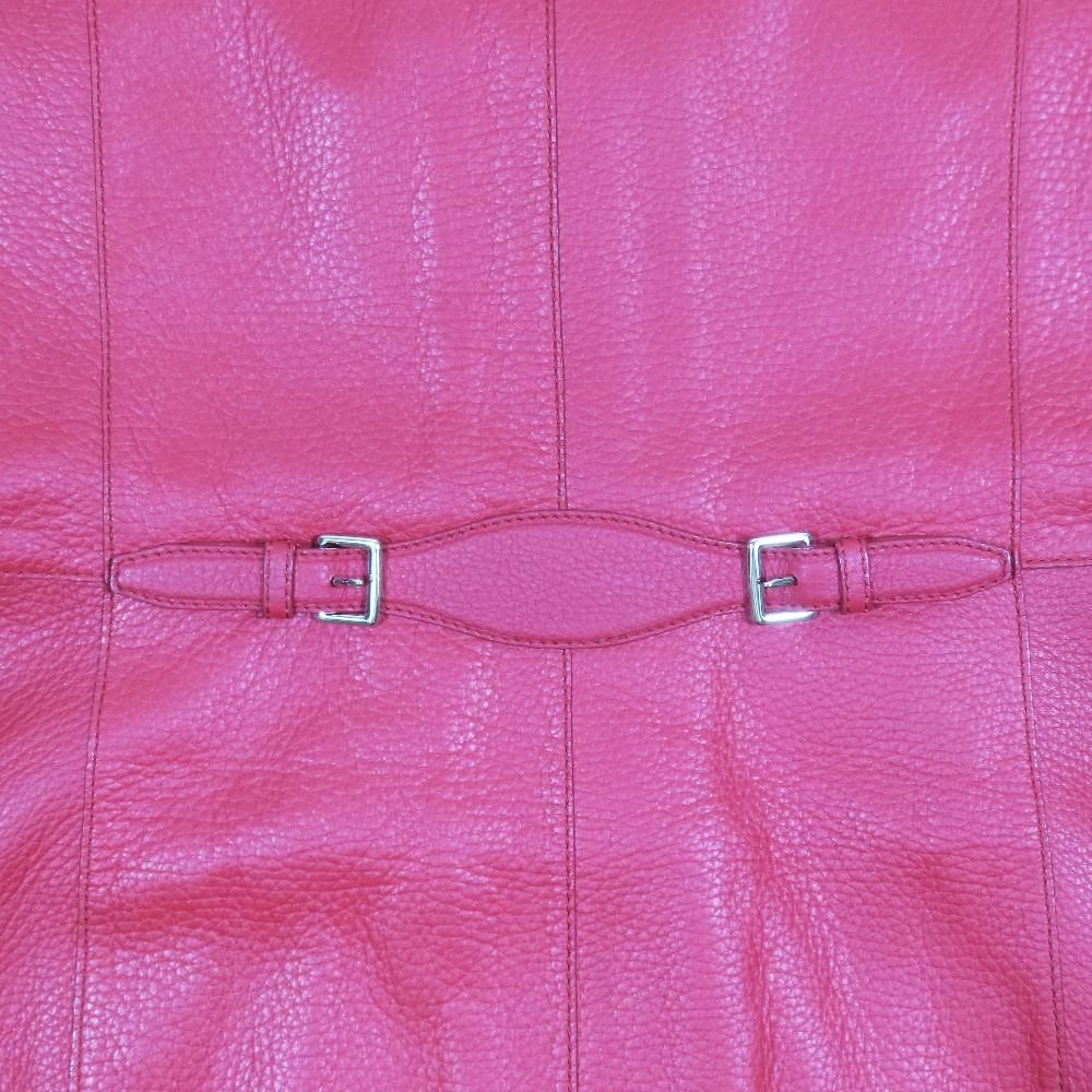 Hermes Deerskin Leather Sleeveless Dress Half Knee Length Belt Logo All Pattern