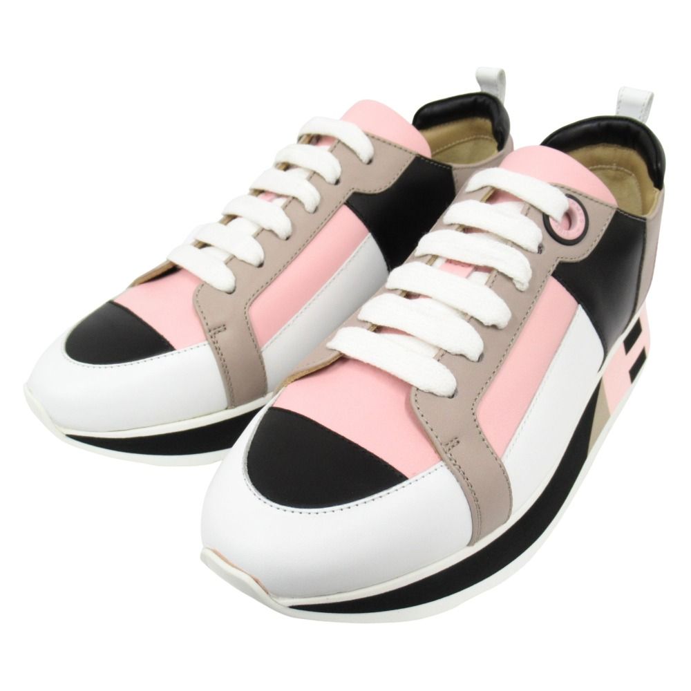 Hermes Rebus Leather Sneakers Shoes Low Cut 36 Multi