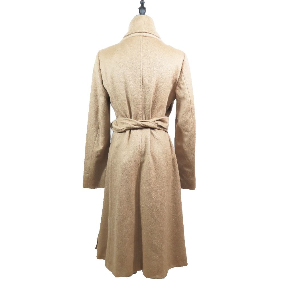 Max Mara Studio Belted Cashmere Blend Wool Gown Coat Long Beige 40