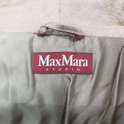 Max Mara Studio Belted Cashmere Blend Wool Gown Coat Long Beige 40