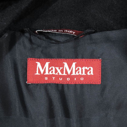 Max Mara Studio Belted Cashmere Blend Wool Gown Coat Long Black 38