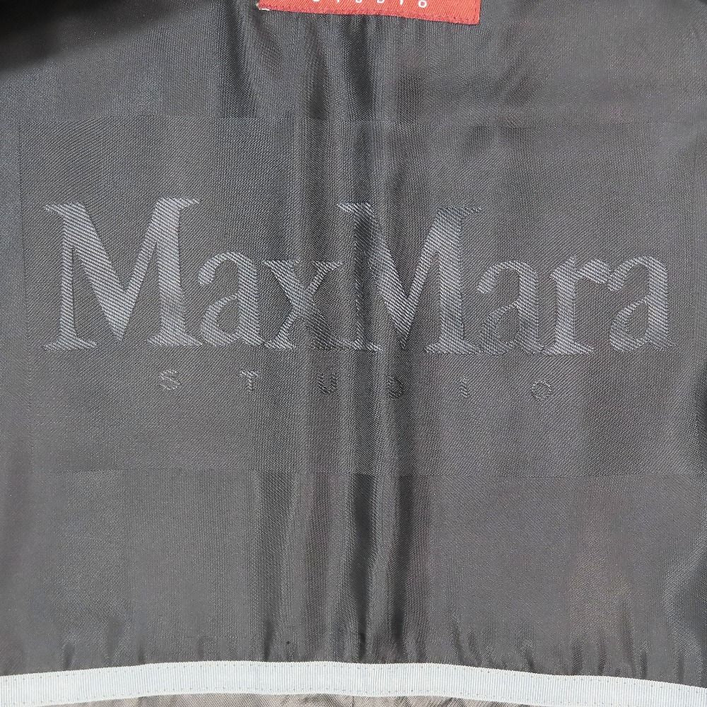 Max Mara Studio Belted Cashmere Blend Wool Gown Coat Long Black 38