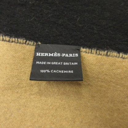 Hermes Double Face Cashmere Reversible Large Shawl Scarf Black Beige
