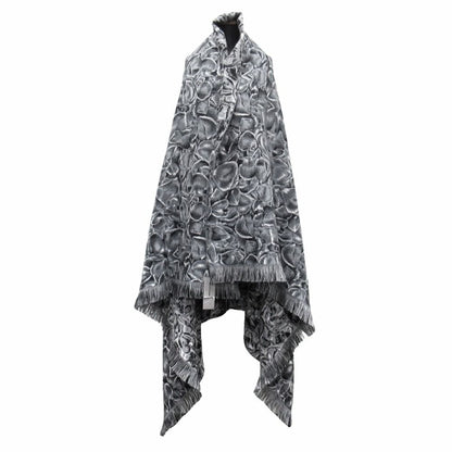 Dior Jardin All Over Pattern Throw Wool Large Shawl Logo Black Gray Scarf