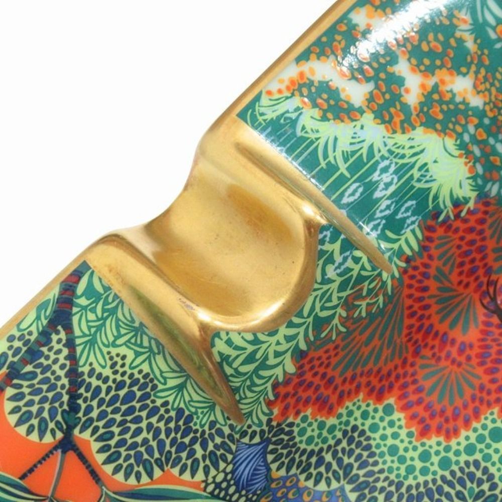 Hermes Mountain Zebra Gray Plate Porcelain Ceramic Guccissima Tray Multi