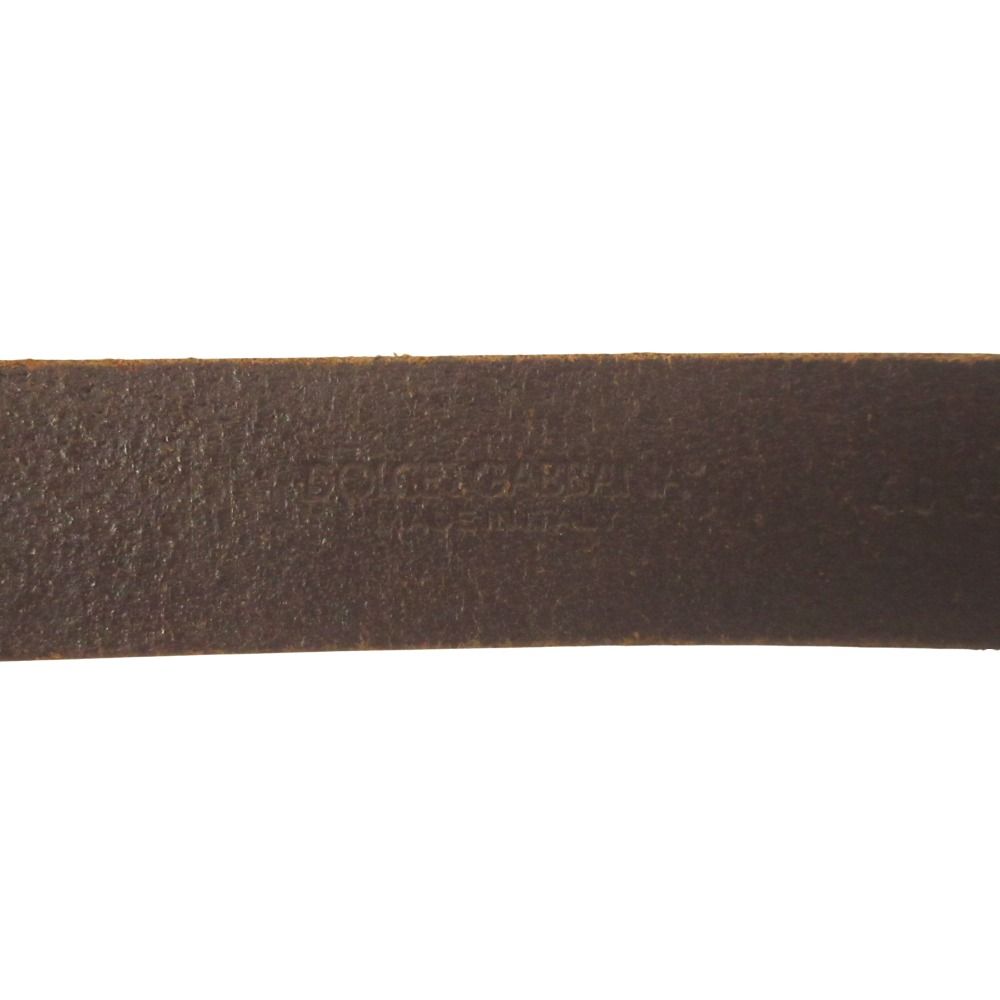 Dolce & Gabbana Double Buckle Belt Leather Logo 40 80 Brown