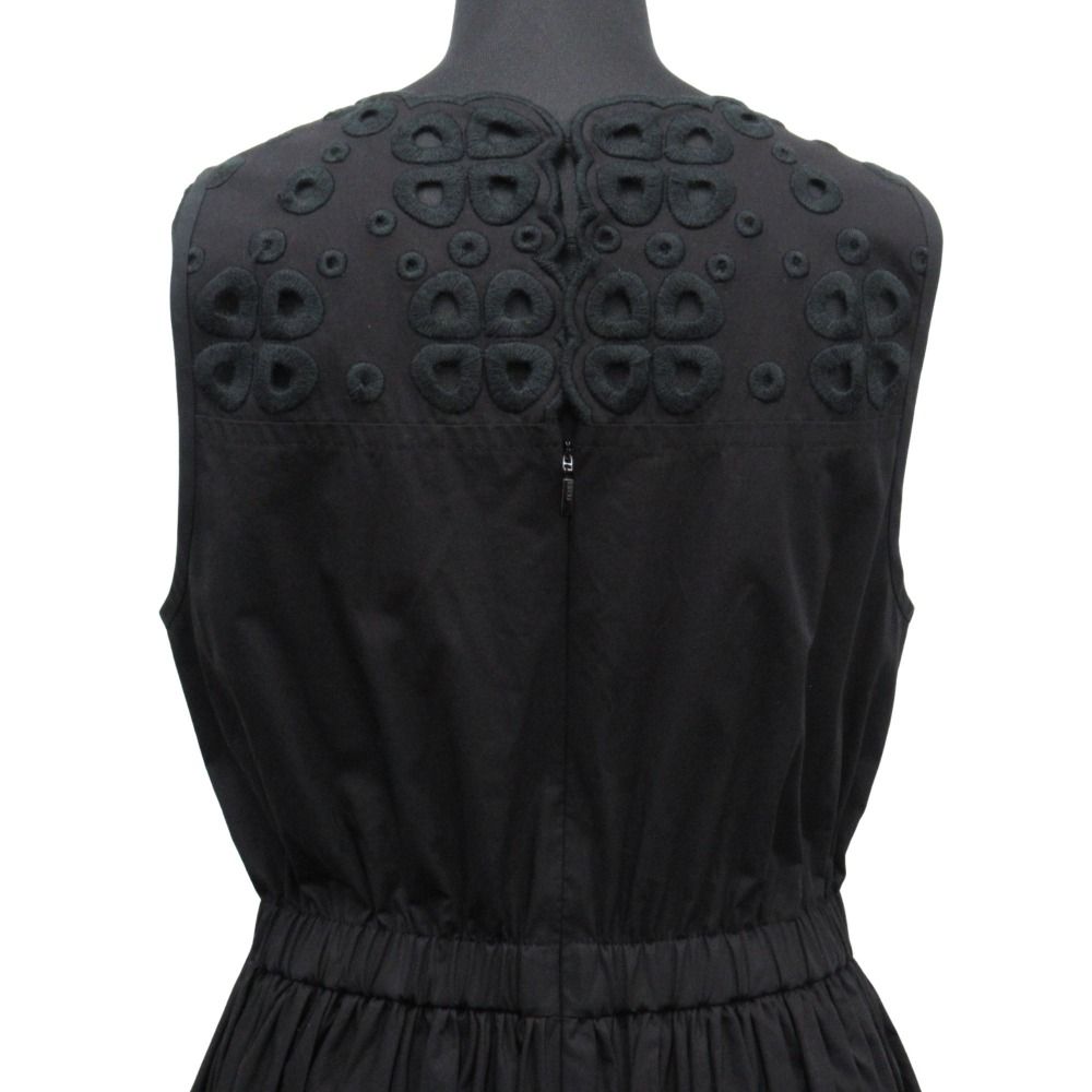 Fendi Cotton Taffeta Dress Top Sleeveless Back Zip 40 Black