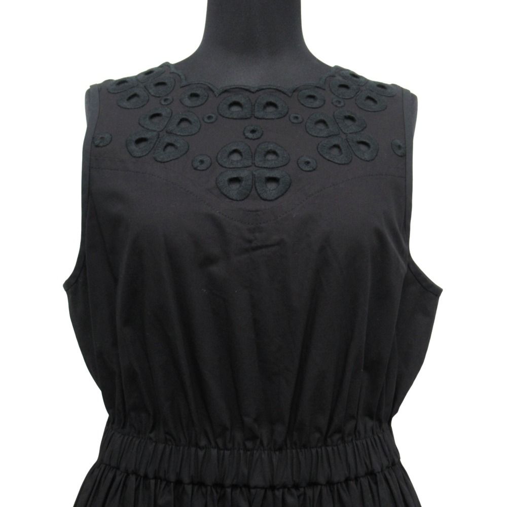 Fendi Cotton Taffeta Dress Top Sleeveless Back Zip 40 Black