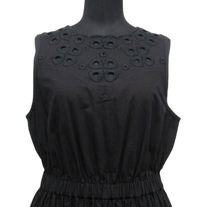 Fendi Cotton Taffeta Dress Top Sleeveless Back Zip 40 Black