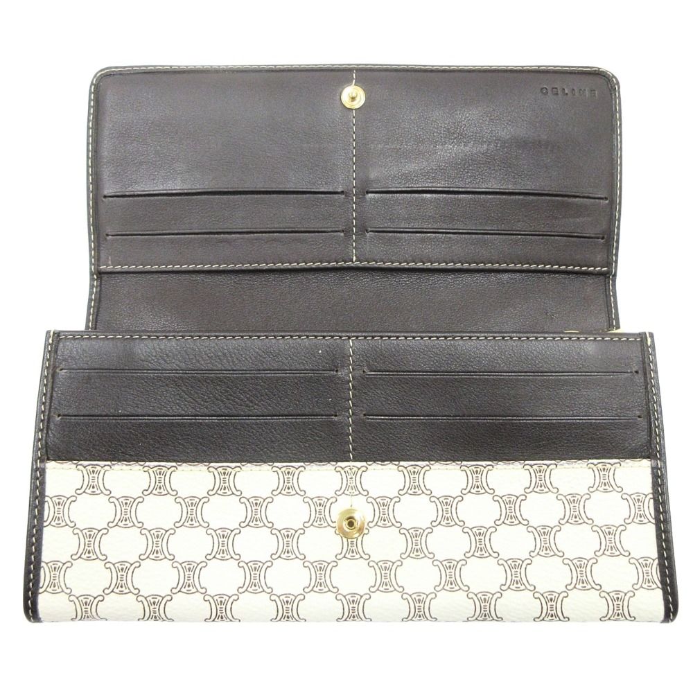 Celine Wallet Case Bifold Macadam Pattern Ysoo 46 White Brown